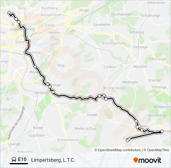 E10 Bus Line Map