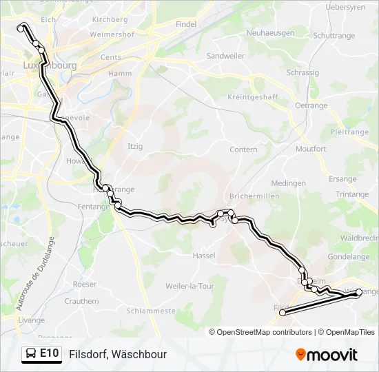 E10 Bus Line Map