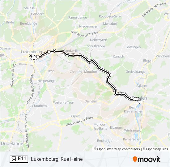 E11 bus Line Map