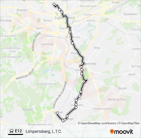 E12 Bus Line Map
