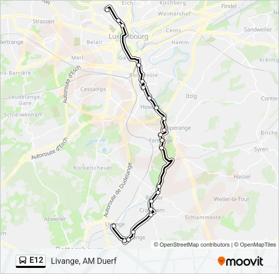 E12 Bus Line Map