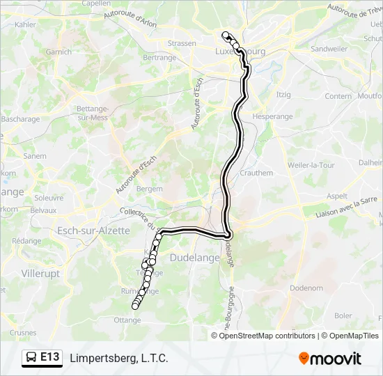 E13 Bus Line Map
