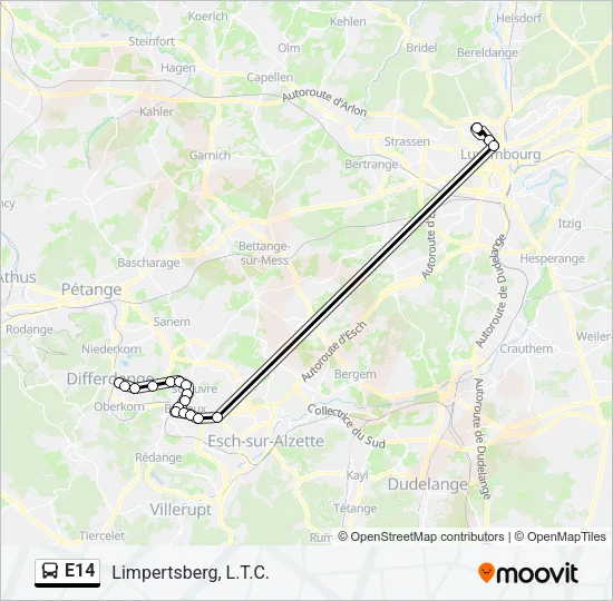 E14 Bus Line Map