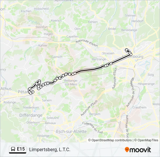 E15 Bus Line Map
