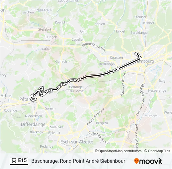 E15 Bus Line Map