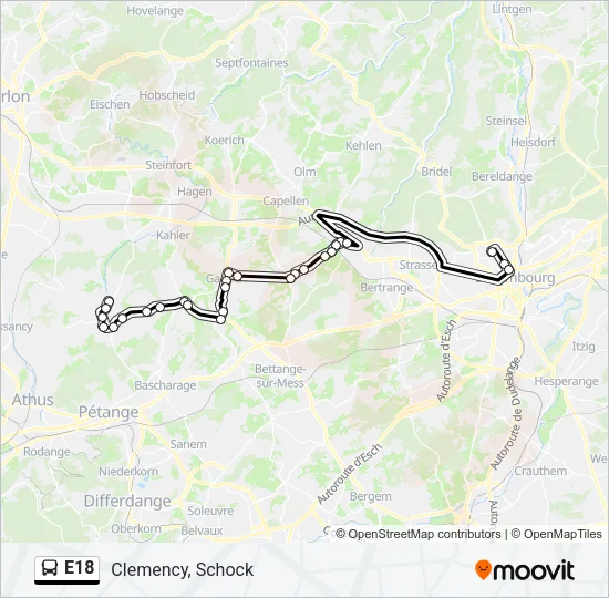 E18 Bus Line Map