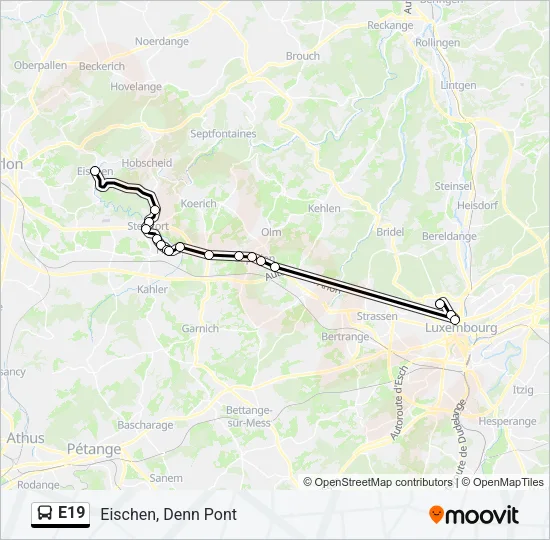 E19 Bus Line Map