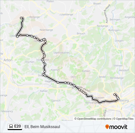E20 bus Line Map