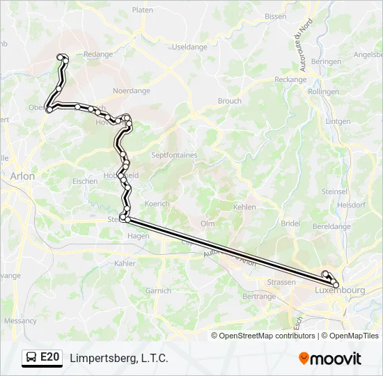 E20 Bus Line Map