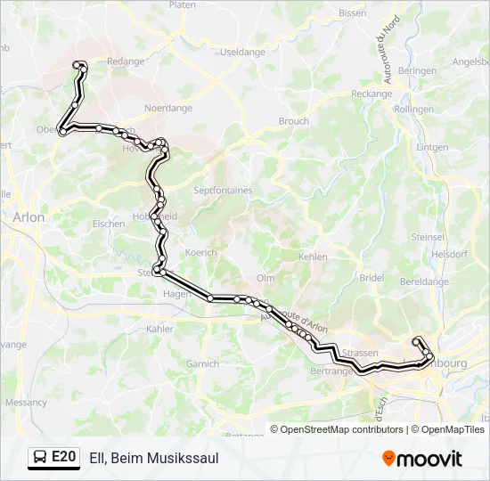 E20 Bus Line Map