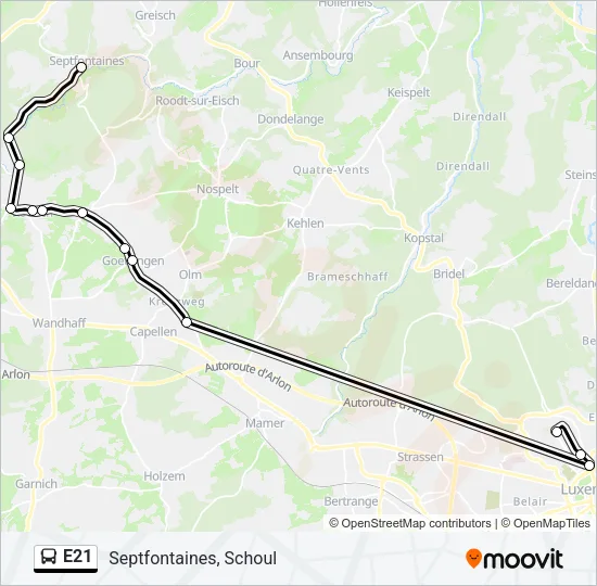 E21 Bus Line Map