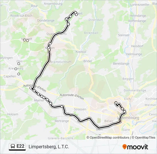 E22 Bus Line Map