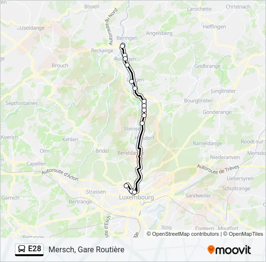 E28 Bus Line Map