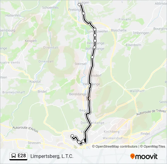 E28 Bus Line Map