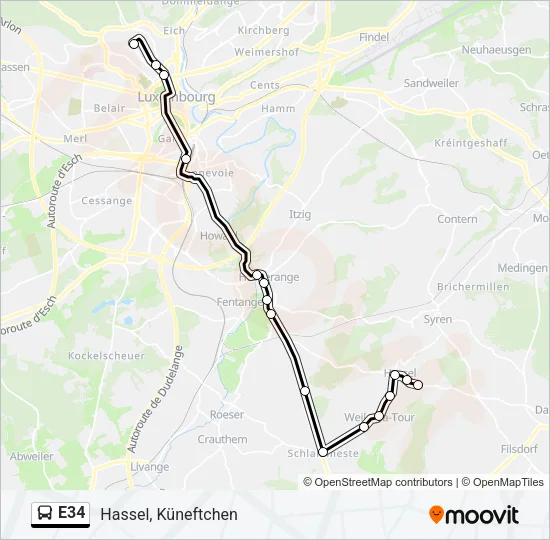 E34 Bus Line Map