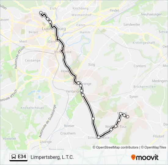 E34 Bus Line Map