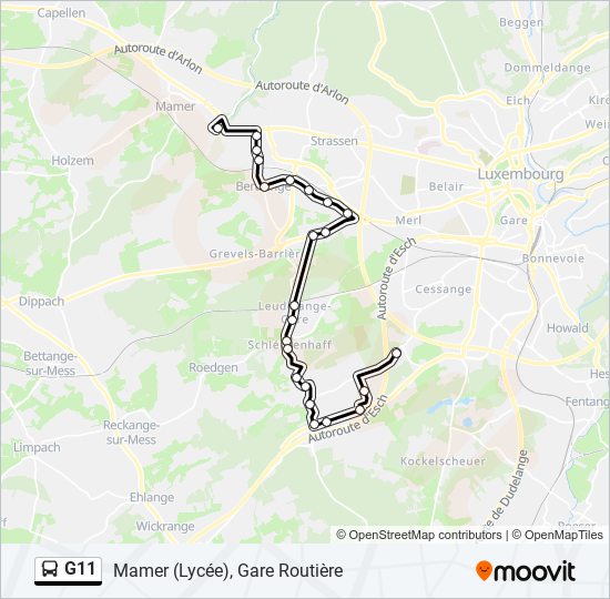 G11 bus Line Map