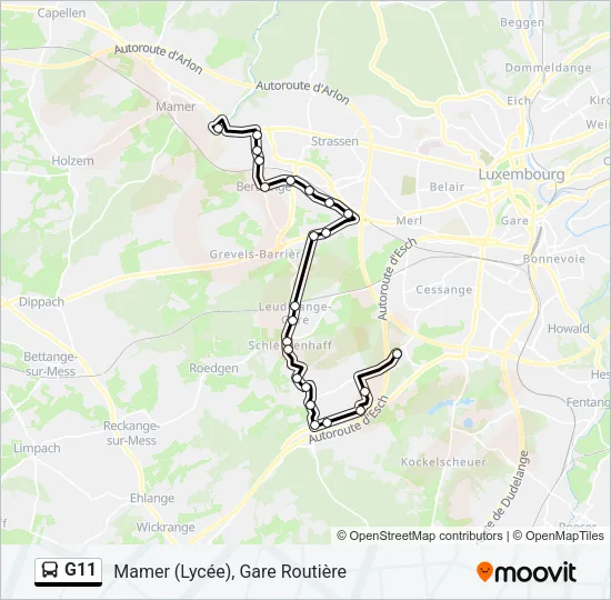 G11 Bus Line Map