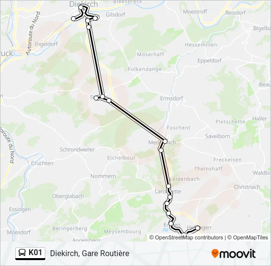 K01 Bus Line Map