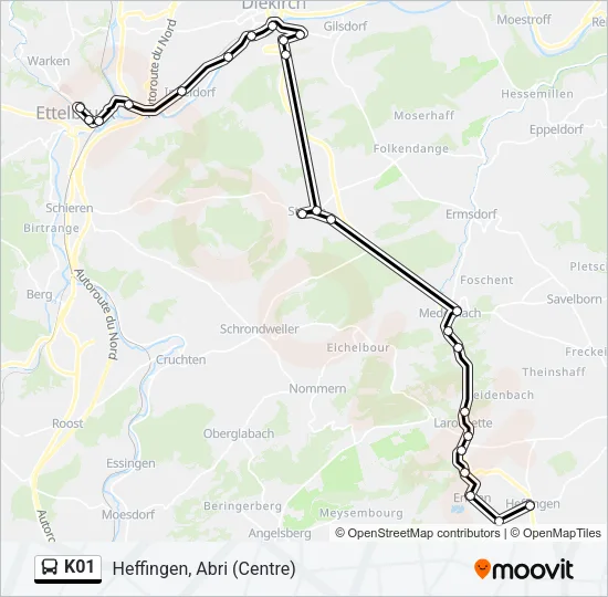 K01 Bus Line Map