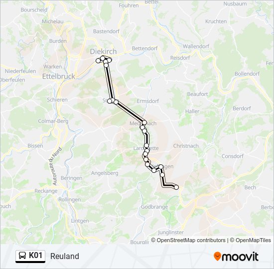 K01 bus Line Map