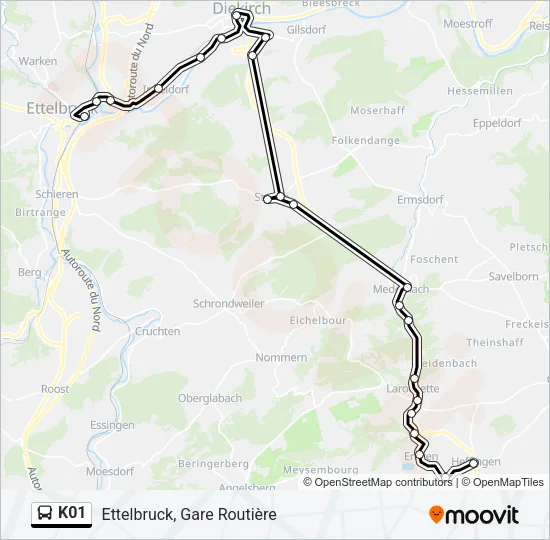 K01 Bus Line Map