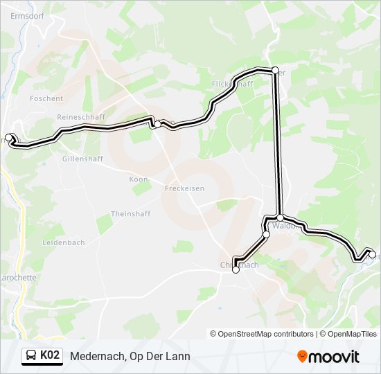 K02 bus Line Map