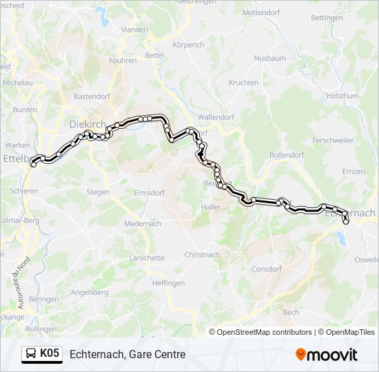 K05 bus Line Map