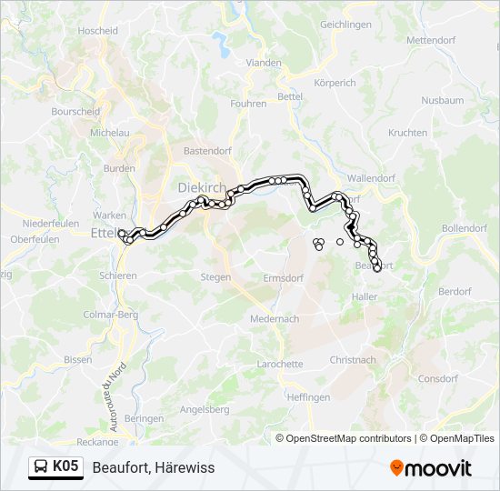 K05 bus Line Map