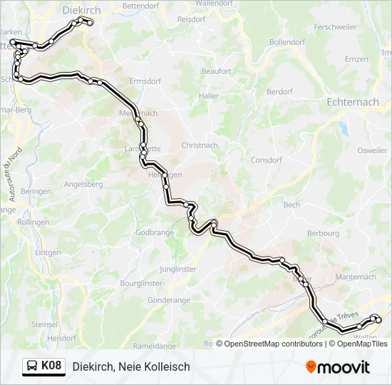 K08 Bus Line Map