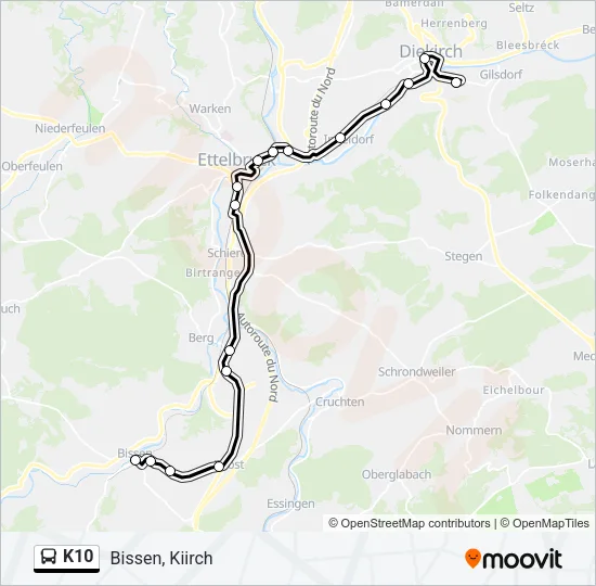 K10 Bus Line Map