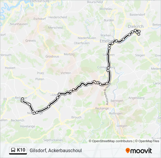 K10 Bus Line Map