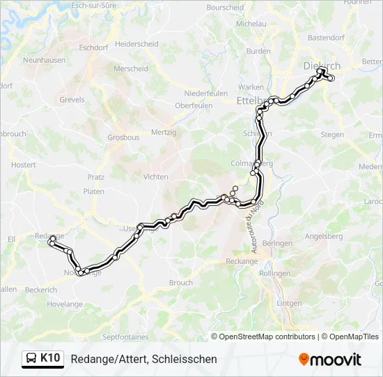 K10 Bus Line Map