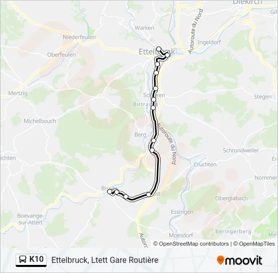 K10 Bus Line Map