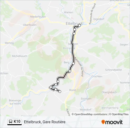 K10 Bus Line Map