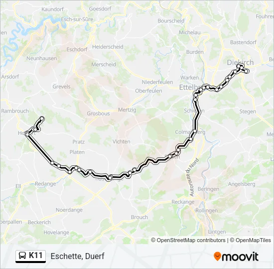 K11 Bus Line Map