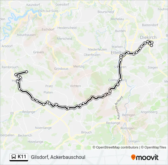 K11 Bus Line Map