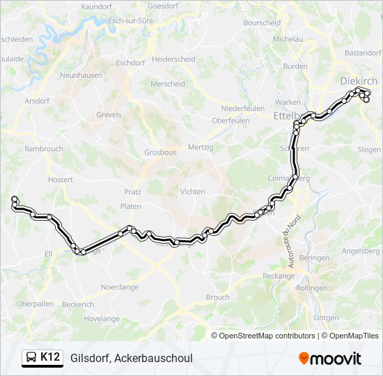 Buslinie K12 Karte