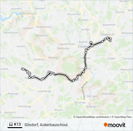 K13 Bus Line Map
