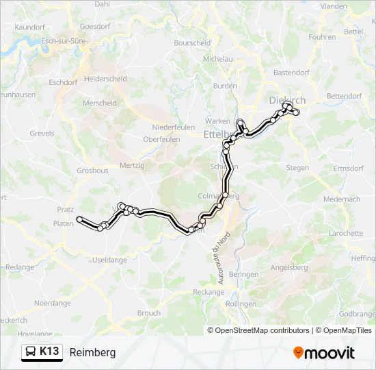 K13 Bus Line Map