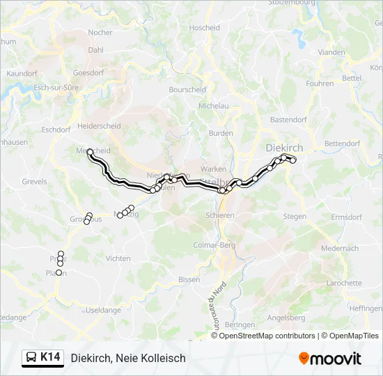 K14 Bus Line Map