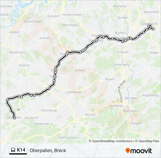 K14 Bus Line Map