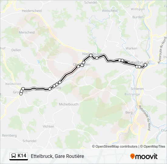 K14 Bus Line Map