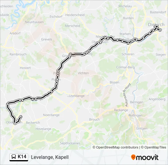 K14 Bus Line Map