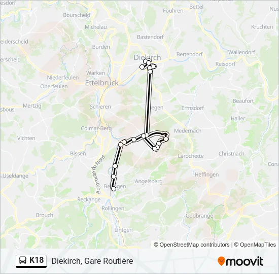 K18 Bus Line Map