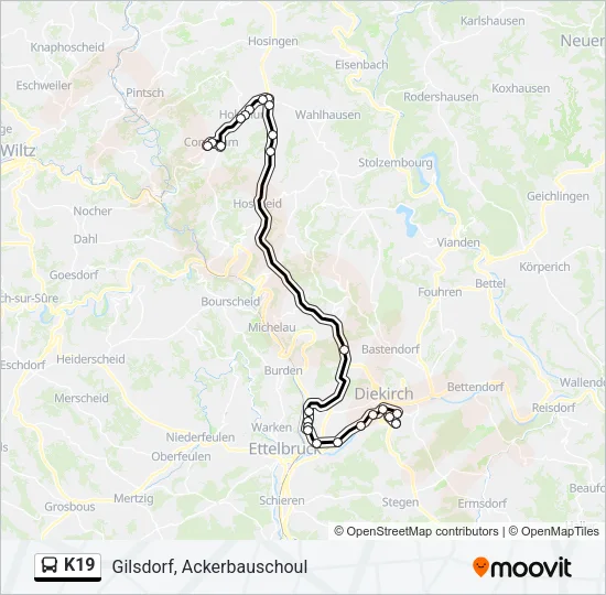 K19 Bus Line Map