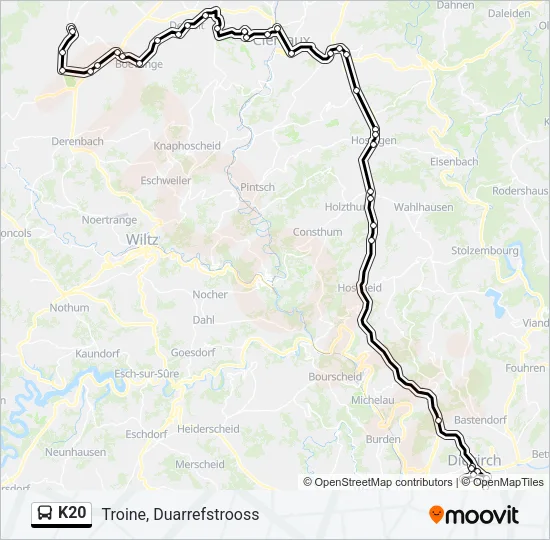 K20 Bus Line Map