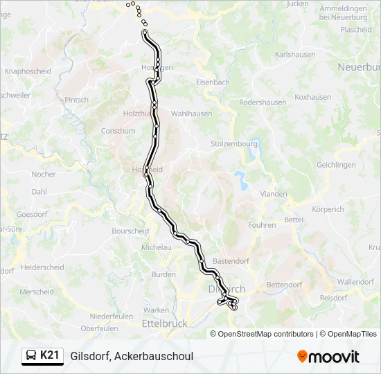 K21 Bus Line Map
