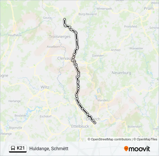 K21 Bus Line Map