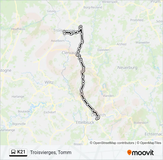 K21 Bus Line Map